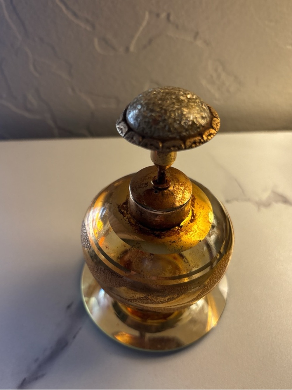 Antique DeVilbissDecorative Gold-Tone Glass Perfume Bottle - Elegant Home Accent